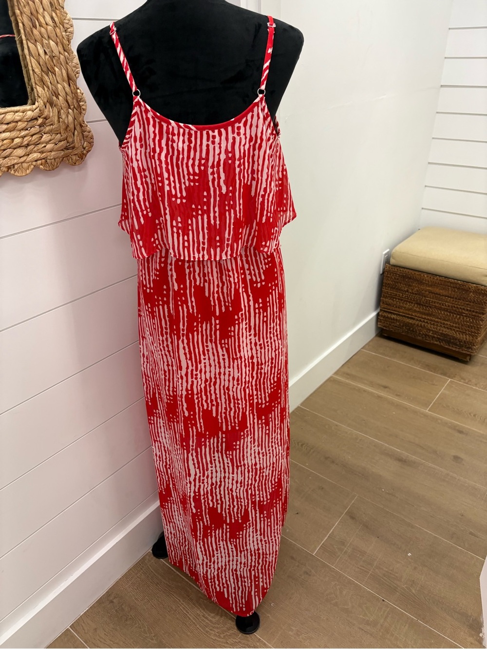 INC International Concepts Red & White Printed Maxi Dress